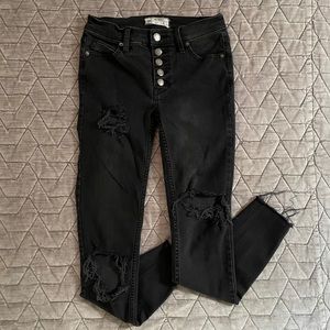 Distressed Button Fly Jeans